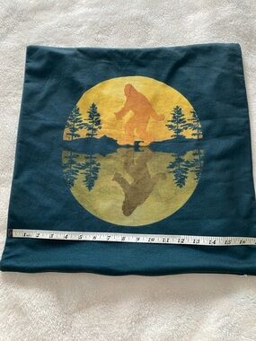 Bigfoot Moon Pillow Cover - green and yellow